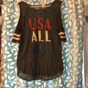 Grey “USA ALL DAY” see through shirt